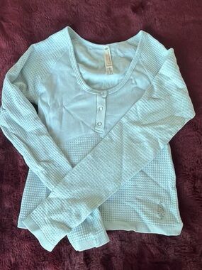 Free People Movement Blue Open Back Thermal Long Sleeve Top XS/S